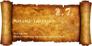 Matzky Tacitusz névjegykártya